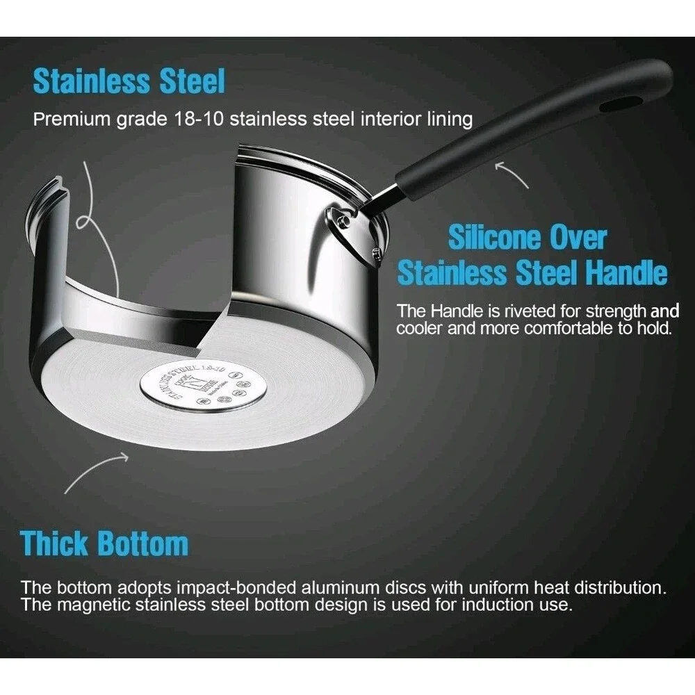 Cook N Home 02655 Professional Double Boiler Saucepan 2-Quart  Stainless